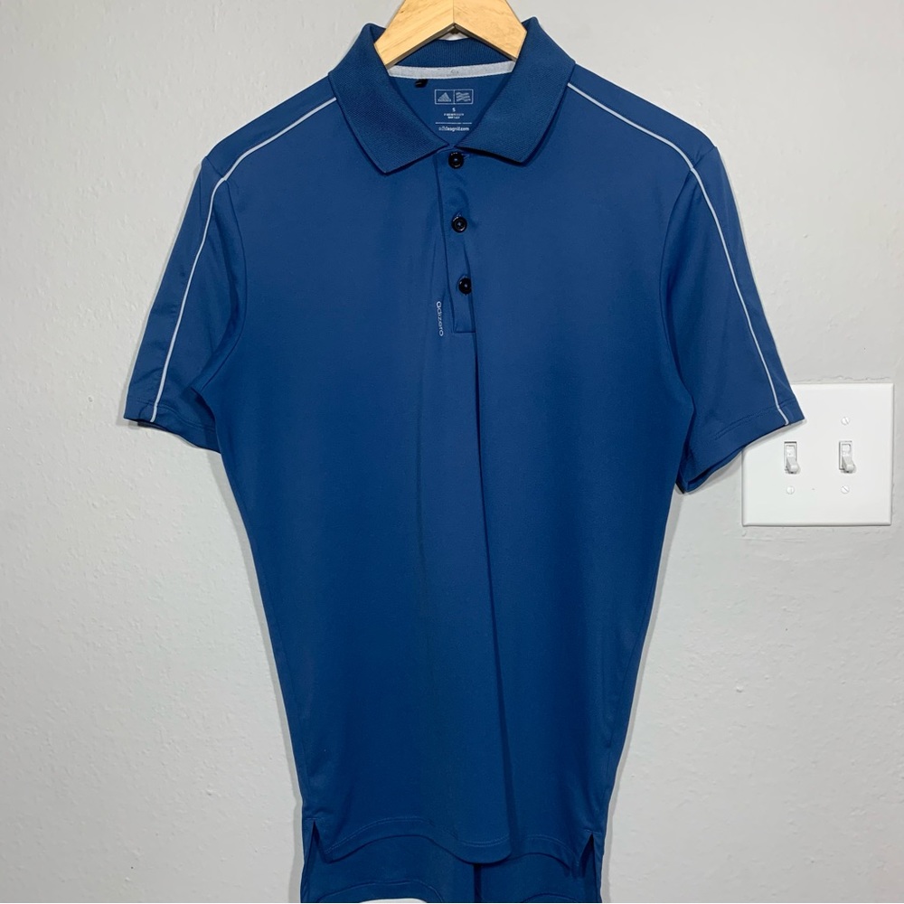 Adidas Golf Adizero Blue Performance Polo Shirt 3 Stripes Small